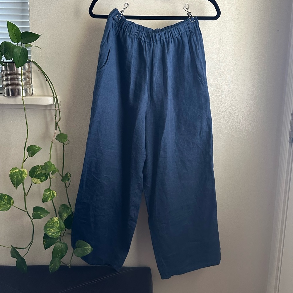 100% Linen Flax Wide Leg Pants